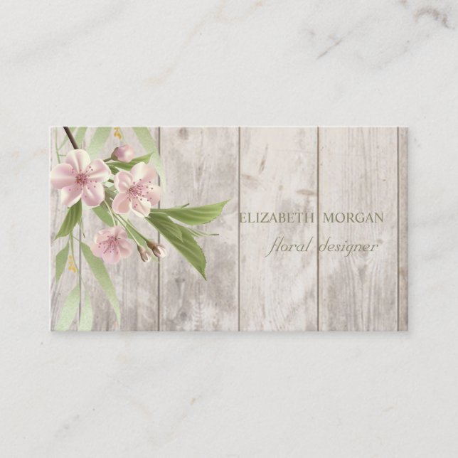 Romantic Professional Cherry Tree ,Wood Texture Business Card (Front)