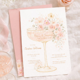 Romantic Prosecco & Petals Bridal Shower Invitation