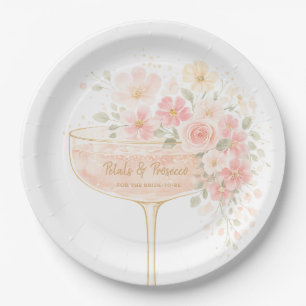 Romantic Prosecco & Petals Bridal Shower Paper Plate