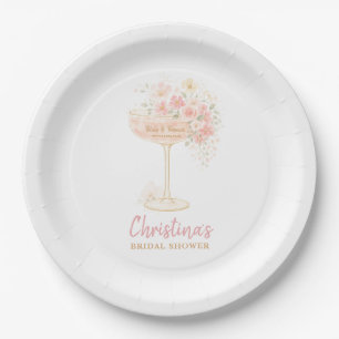 Romantic Prosecco & Petals Bridal Shower Paper Plate