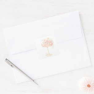 Romantic Prosecco & Petals Bridal Shower Square Sticker