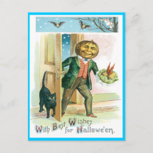 Romantic Pumpkin Vintage Postcard