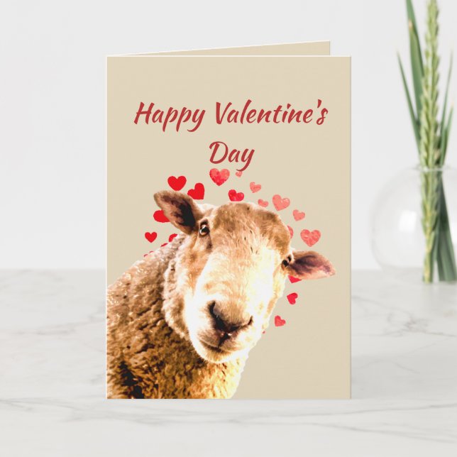 Romantic Pun Love Ewe  Funny Sheep Animal Humour Holiday Card (Front)