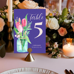 Romantic Purple Blush Tulip Wedding Table Number