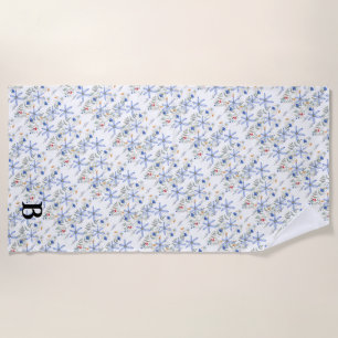 Romantic purple botanical wallpaper beach towel