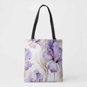 Romantic Purple Cream Iris Floral Bridal Shower Tote Bag