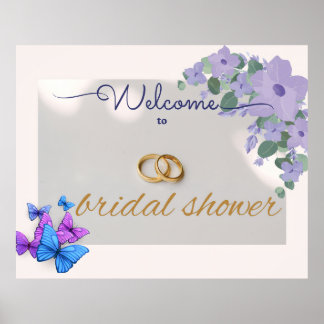 romantic purple floral bridal shower welcome sign