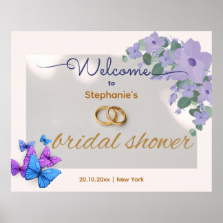 romantic purple floral bridal shower welcome sign