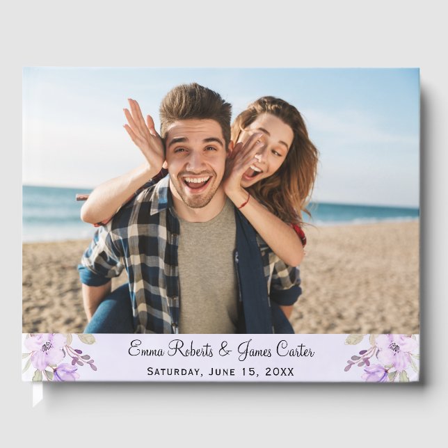 Romantic Purple Floral Guest Book (Front)