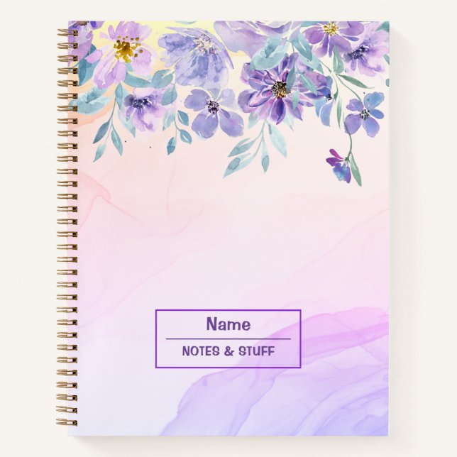 Romantic purple Floral Notebook (Front)