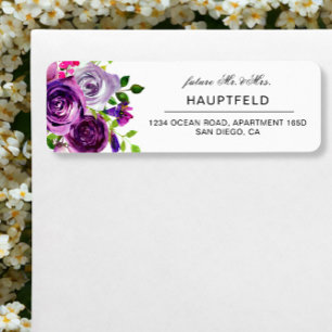Romantic Purple Floral Return Address Label