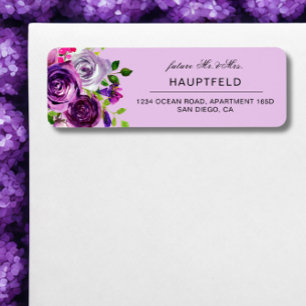 Romantic Purple Floral Return Address Label