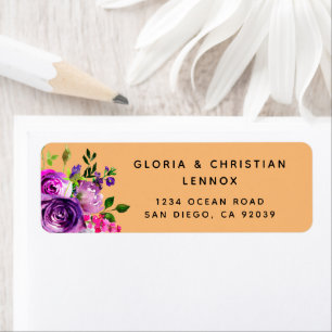 Romantic Purple Floral Return Address Label