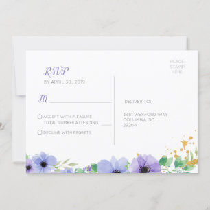 Romantic Purple Floral RSVP Postcard