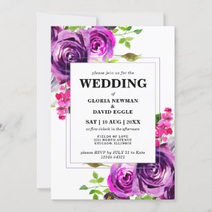 Romantic Purple Floral Wedding Invitation