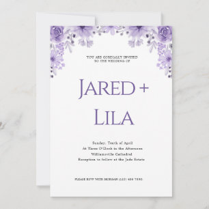 Romantic Purple Floral Wedding Invitation