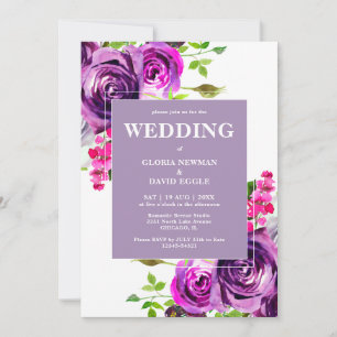 Romantic Purple Floral Wedding Invitation