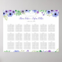 Romantic Purple Floral Wedding Seating Chart