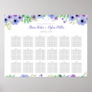 Romantic Purple Floral Wedding Seating Chart
