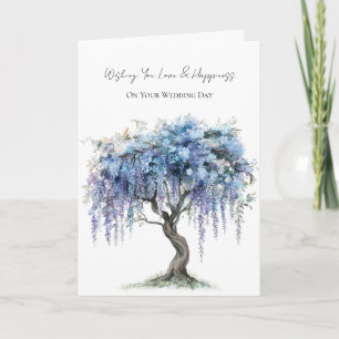 Romantic Purple Flowering Tree Wedding Card