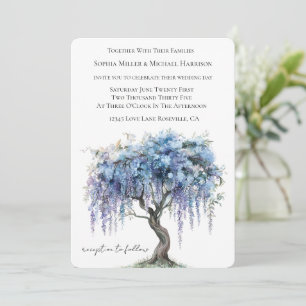 Romantic Purple Flowering Tree Wedding Invitation