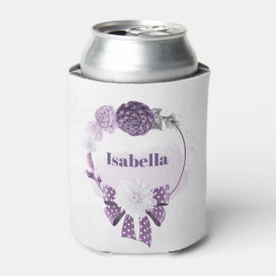 romantic purple flowers botanical  can cooler