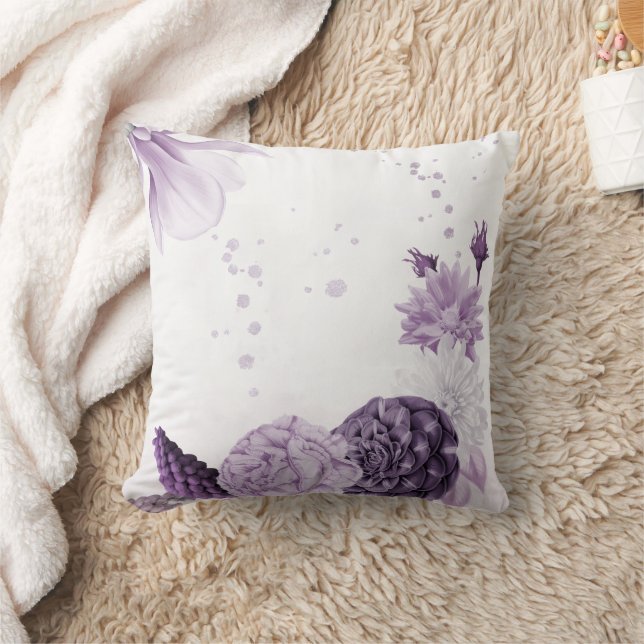 romantic purple flowers botanical  cushion (Blanket)