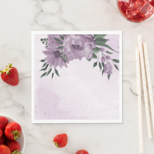 romantic purple flowers botanical napkin