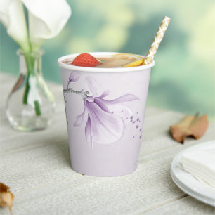 romantic purple flowers botanical paper cups