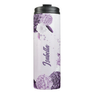 romantic purple flowers botanical thermal tumbler