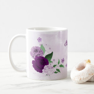 Romantic purple flowers greenery coffee mug