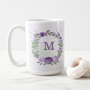 romantic purple flowers greenery coffee mug