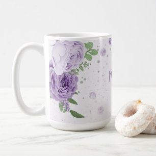 romantic purple flowers greenery coffee mug
