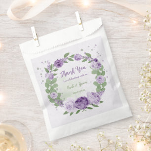 romantic purple flowers greenery wedding favour bags