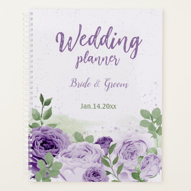 romantic purple flowers greenery wedding planner (Front)