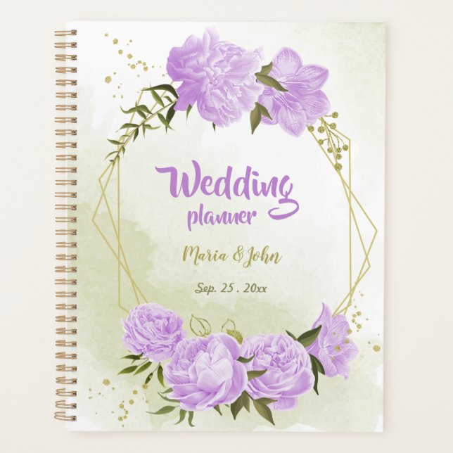 romantic purple flowers greenery wedding planner (Front)