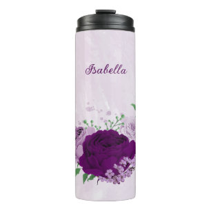 Romantic purple flowers greenery wedding thermal tumbler