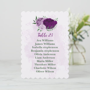 Romantic purple flowers seating chart card