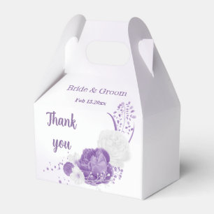 Romantic purple flowers wedding favour box