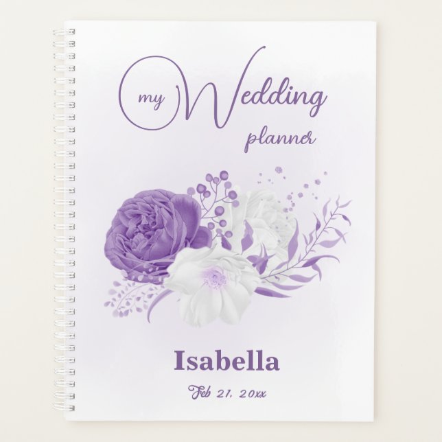 Romantic purple flowers wedding planner (Front)