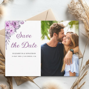 Romantic Purple Flowers Wedding  Postcard