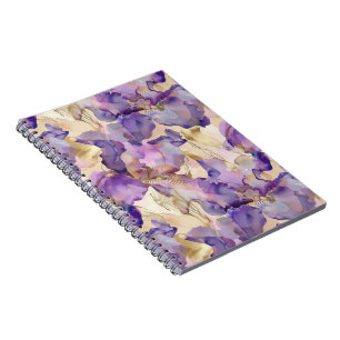 Romantic Purple Gold Iris Floral Notebook