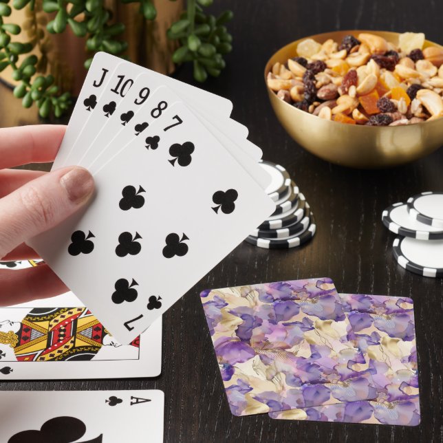 Romantic Purple Gold Iris Floral  Playing Cards (In Situ)