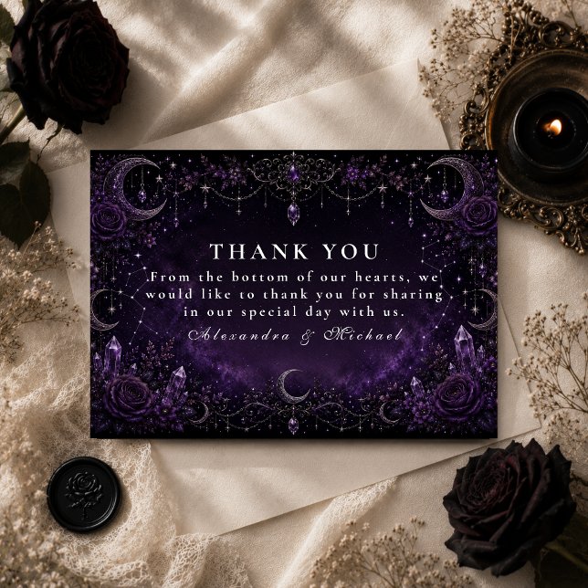 Romantic Purple Goth Wedding Thank You Card (Creator Uploaded)