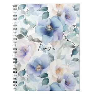 Romantic Purple Lavender Blue Cream Floral Notebook