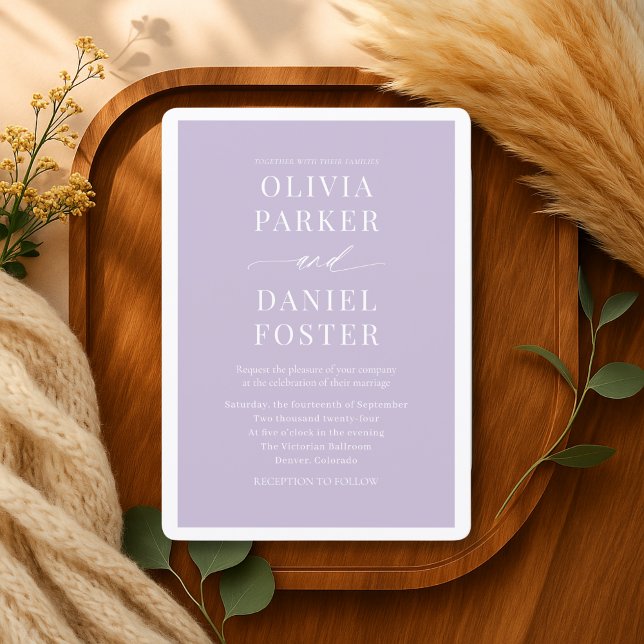 Romantic Purple Lavender Elegant Wedding Invitation (Creator Uploaded)