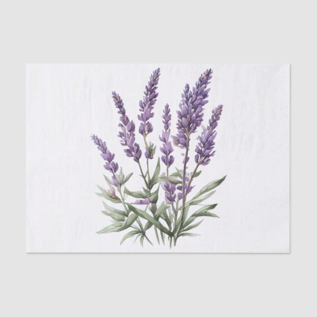 Romantic Purple Lavender Floral Bridal Shower Tissue Paper (Front)