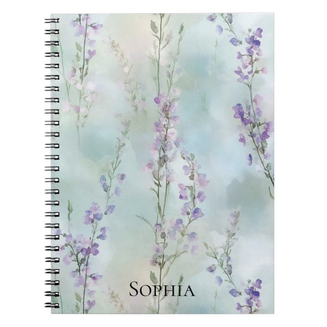 Romantic Purple Lavender Floral Notebook (Front)