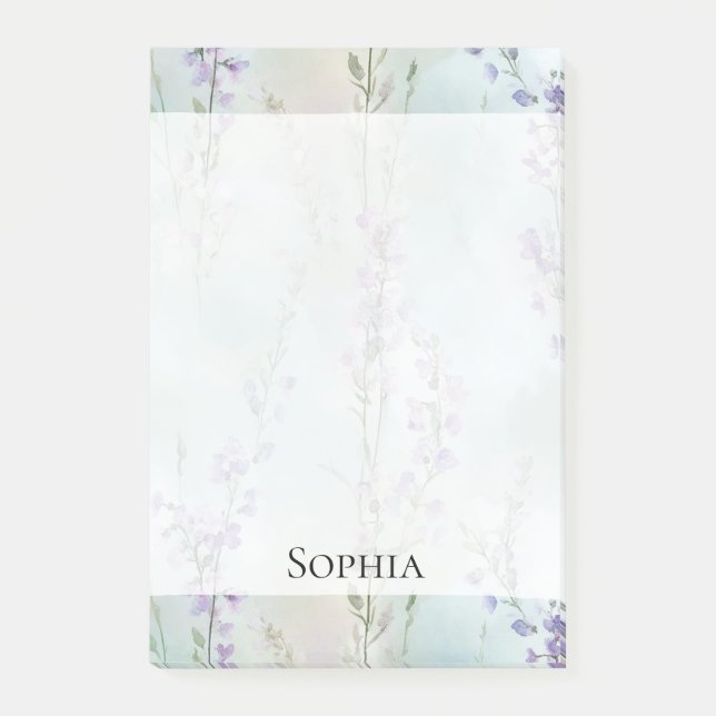 Romantic Purple Lavender Floral Post-it Notes (Front)