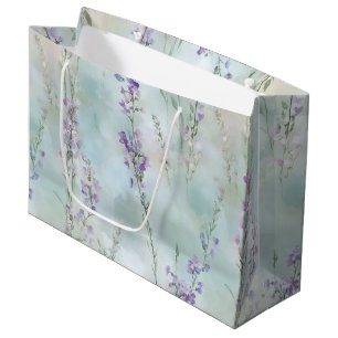 Romantic Purple Lavender Floral Wedding Large Gift Bag